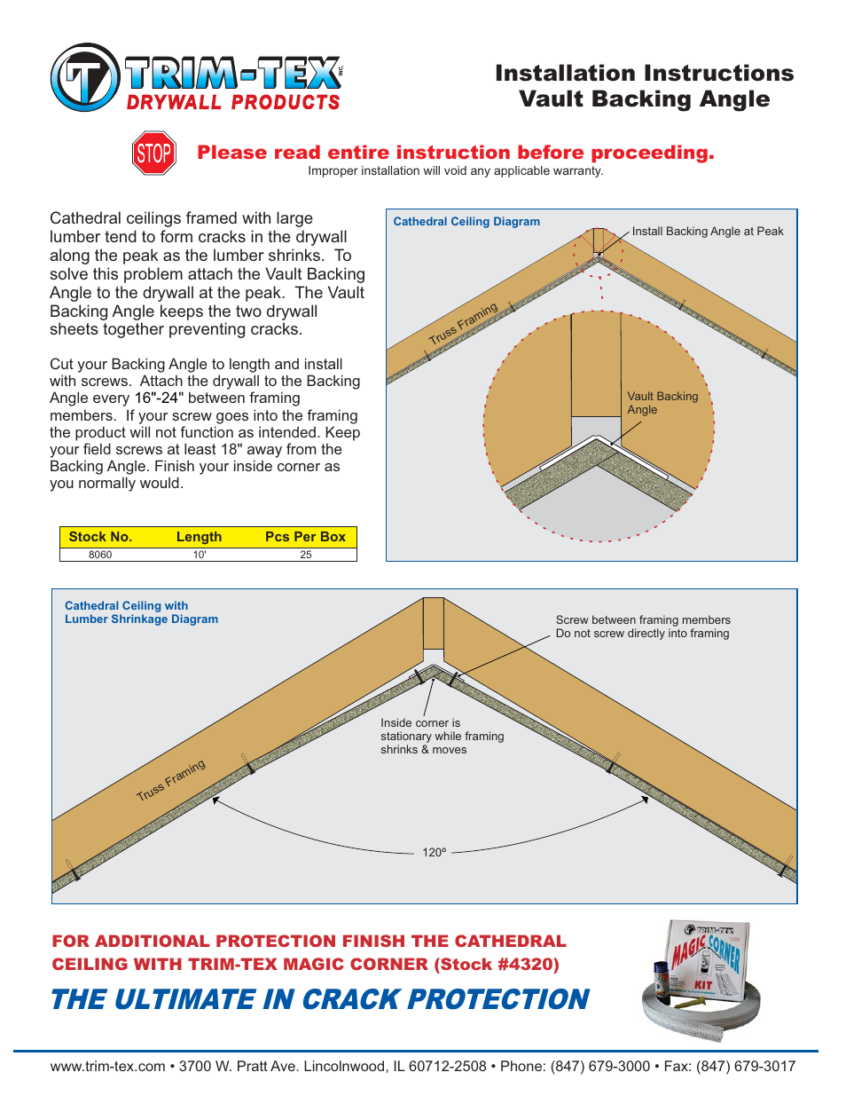 Trim-Tex Vault Backing Angle User Manual | 1 page