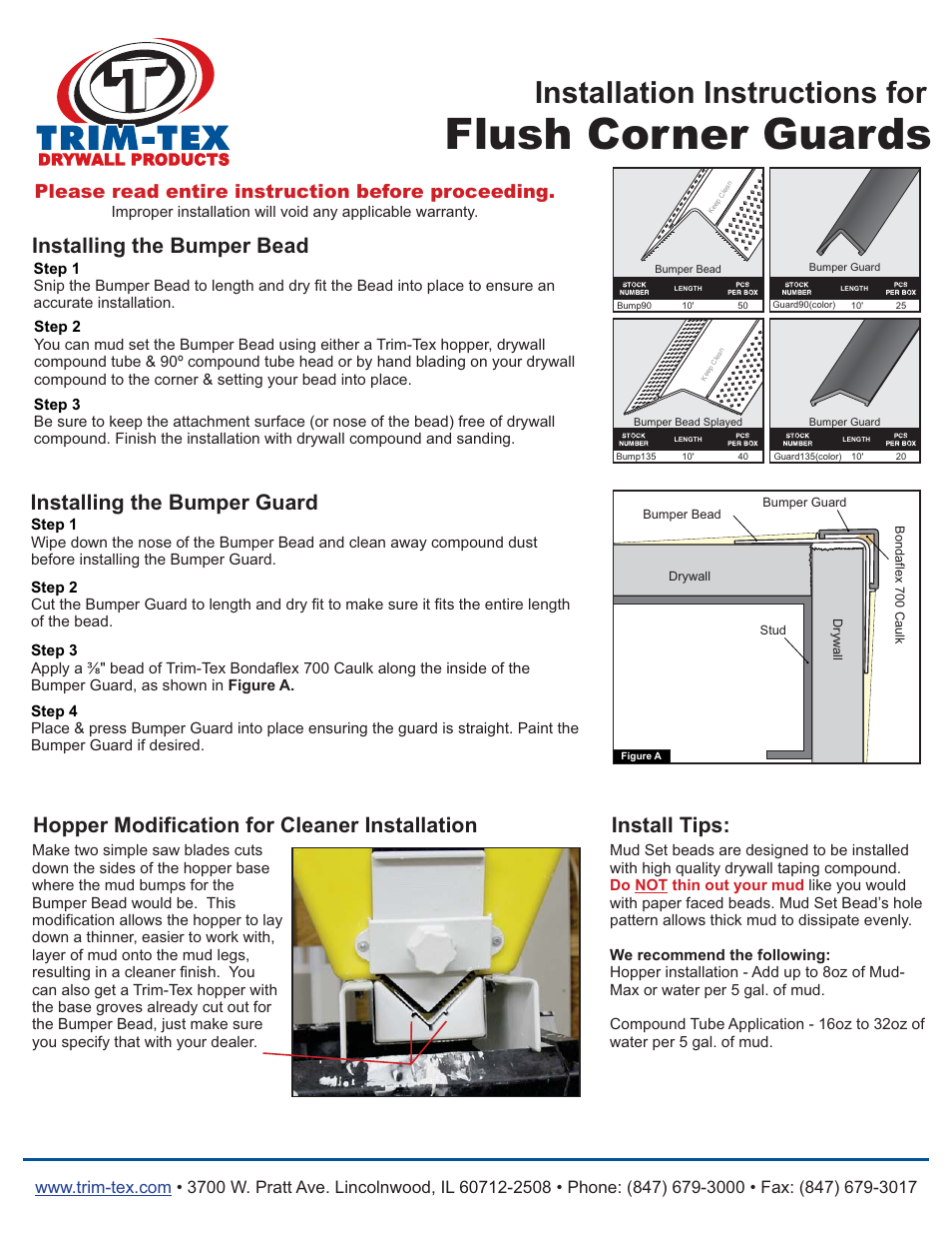 Trim-Tex Flush Corner Guard User Manual | 1 page