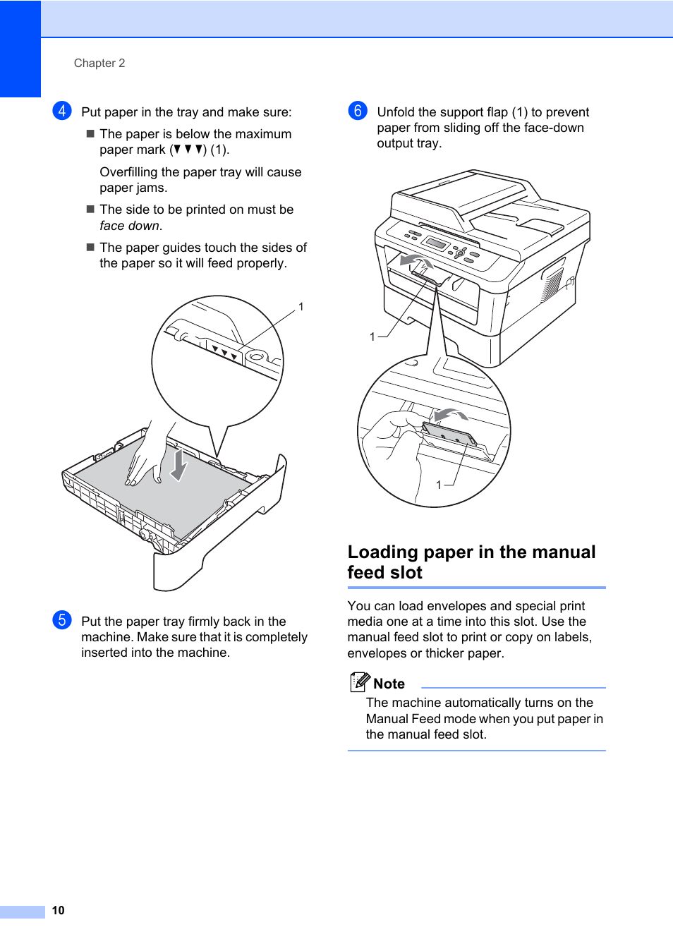 Loading paper in the manual feed slot | Brother HL-2280DW User Manual | Page 24 / 112