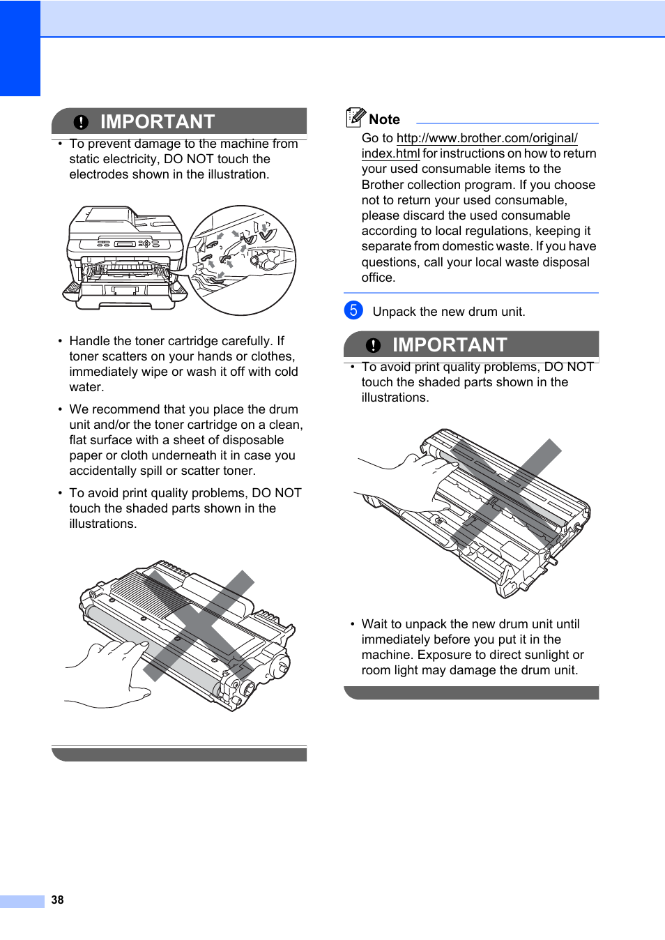 Important | Brother HL-2280DW User Manual | Page 52 / 112