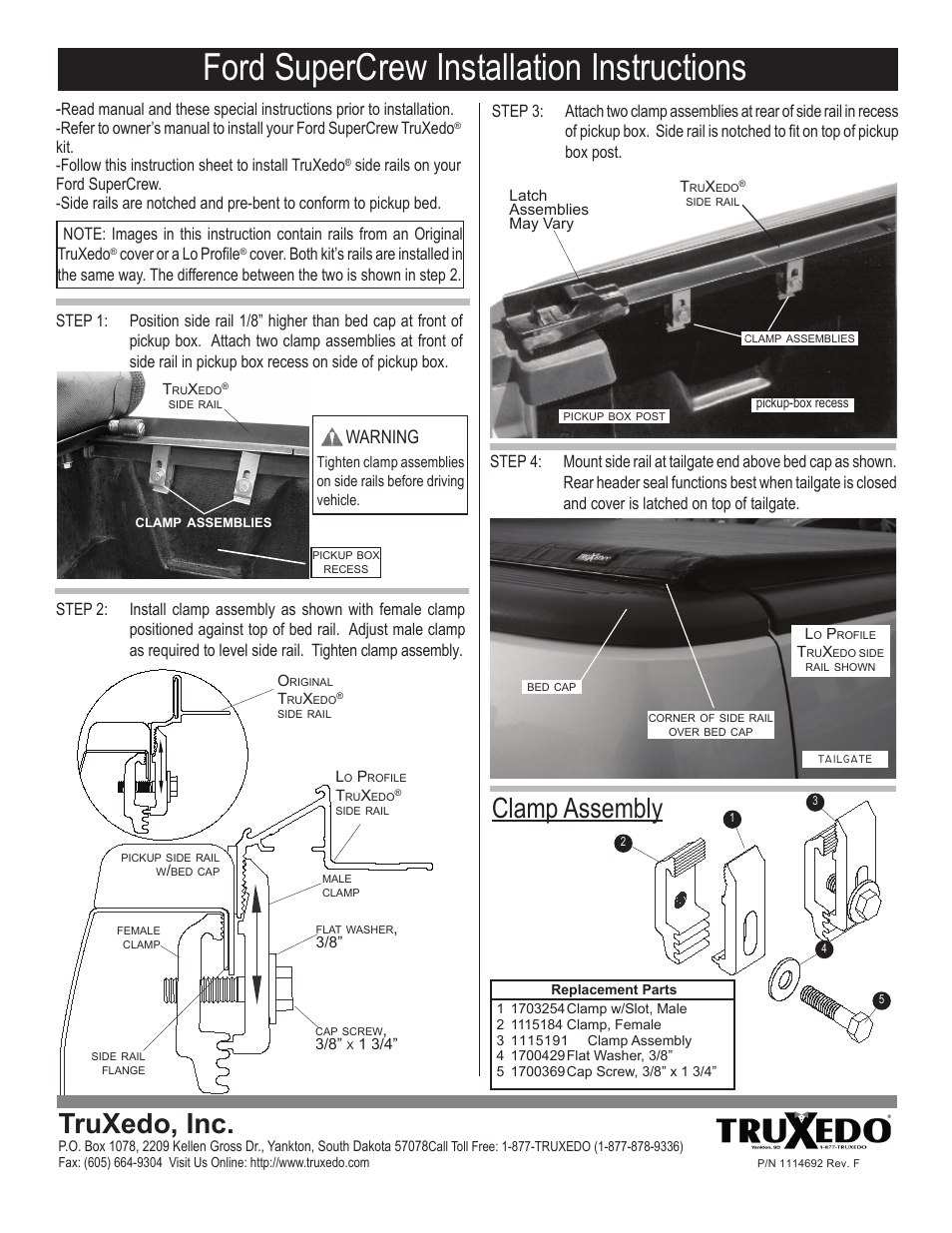 TruXedo Ford F150 Super Crew 2001-2003 User Manual | 1 page