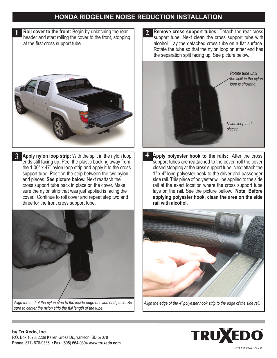 TruXedo Honda Ridgeline noise reduction User Manual | 2 pages