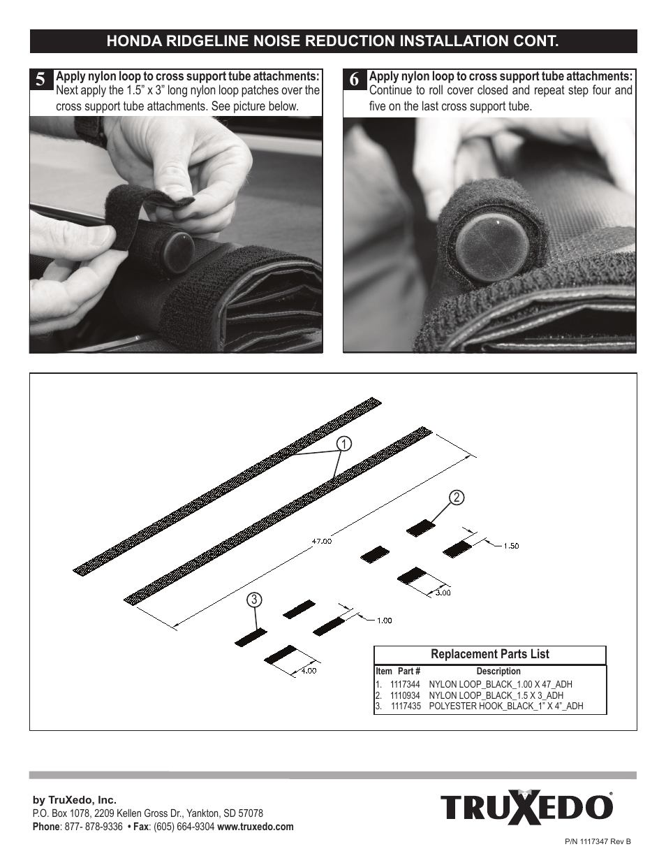 Honda ridgeline noise reduction installation cont | TruXedo Honda Ridgeline noise reduction User Manual | Page 2 / 2