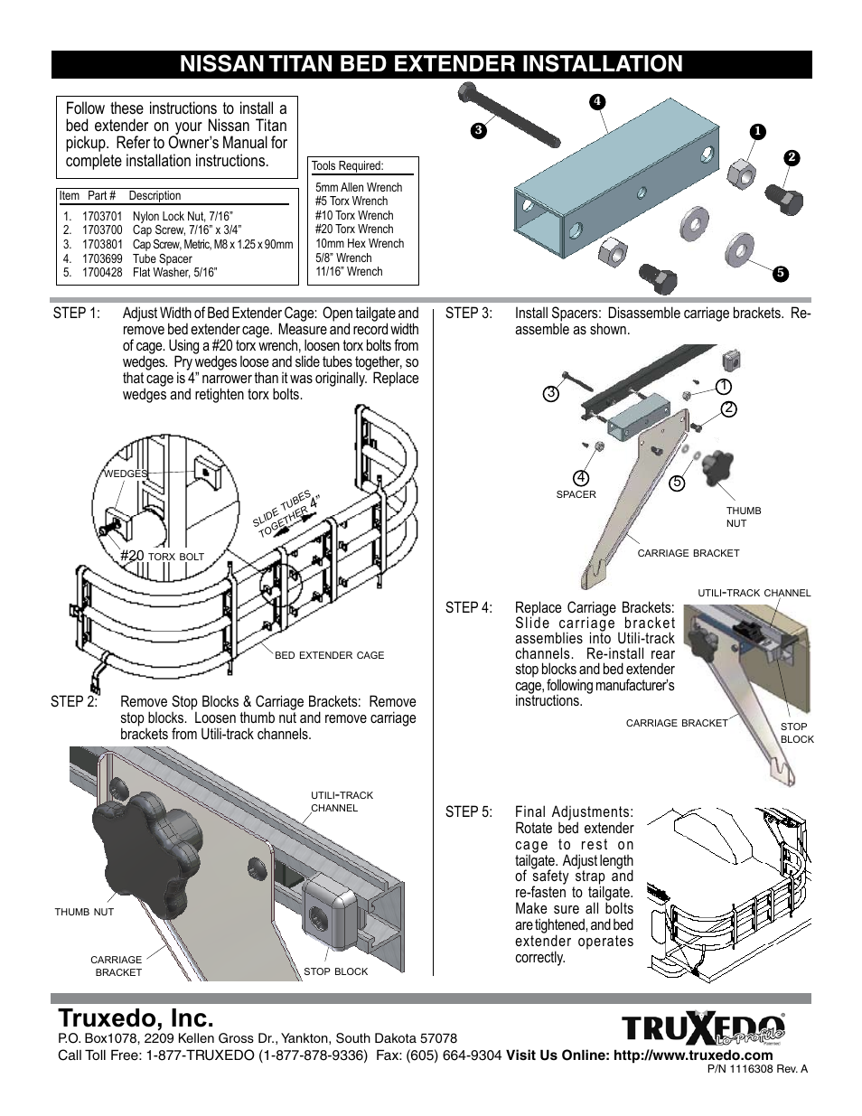TruXedo Nissan Titan Bed Extender User Manual | 1 page