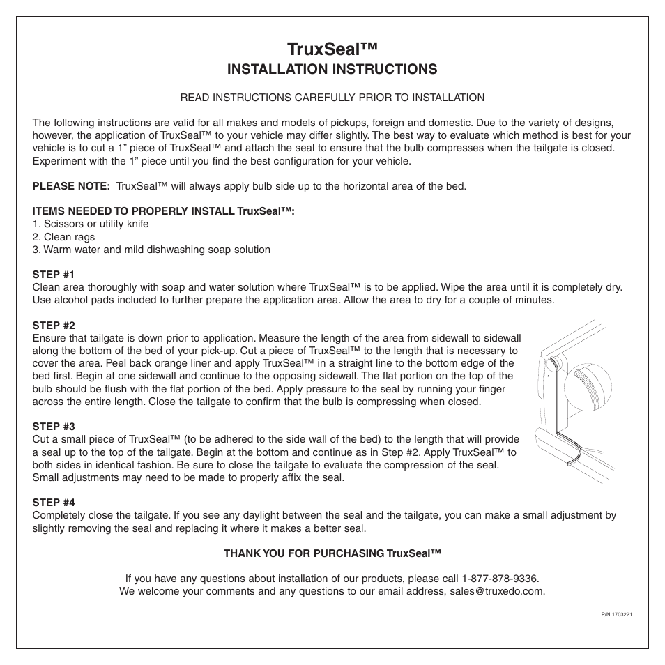TruXedo TruxSeal User Manual | 1 page
