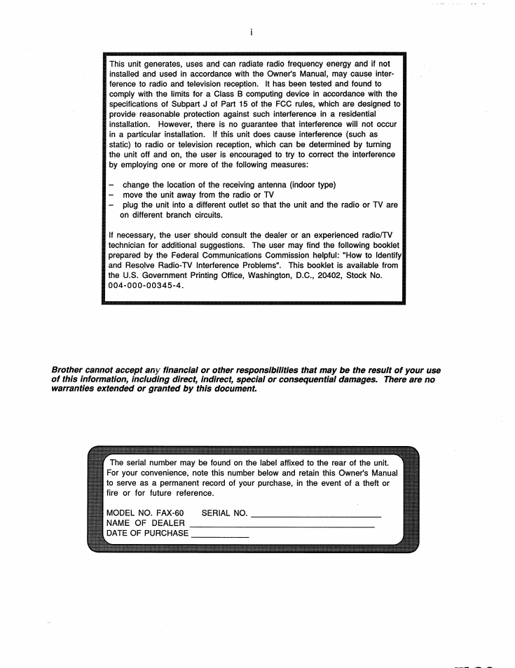 Brother FAX-60 User Manual | Page 2 / 36