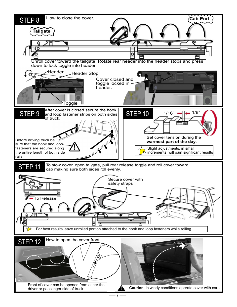 Step 11, Step 8, Step 9 | Step 10, Step 12 | TruXedo Deuce User Manual | Page 7 / 10