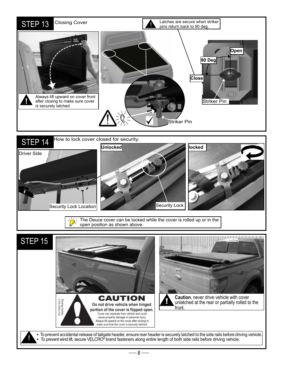 Step 15, Step 13, Step 14 | TruXedo Deuce User Manual | Page 8 / 10