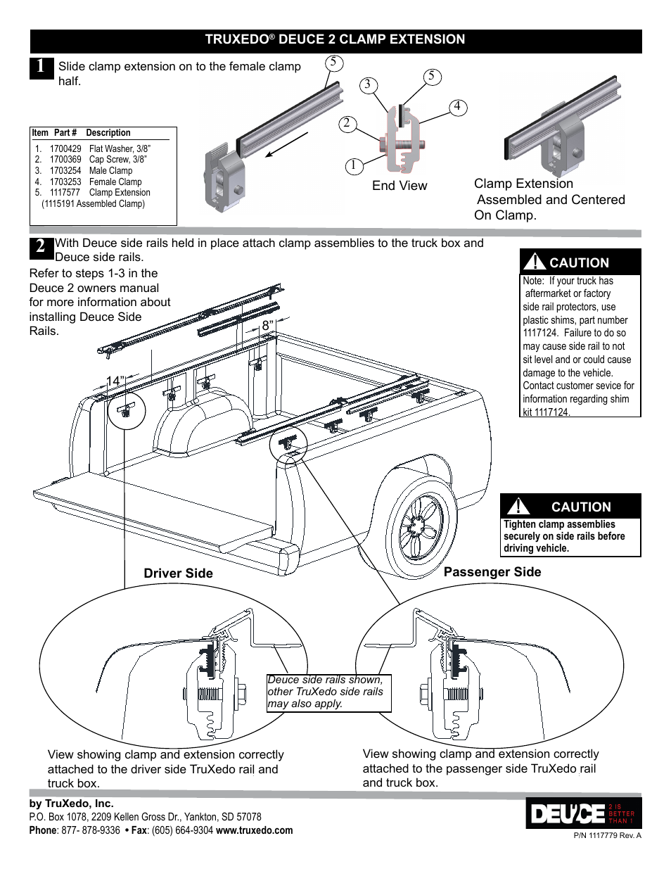 TruXedo Deuce 2 Clamp Extension User Manual | 1 page