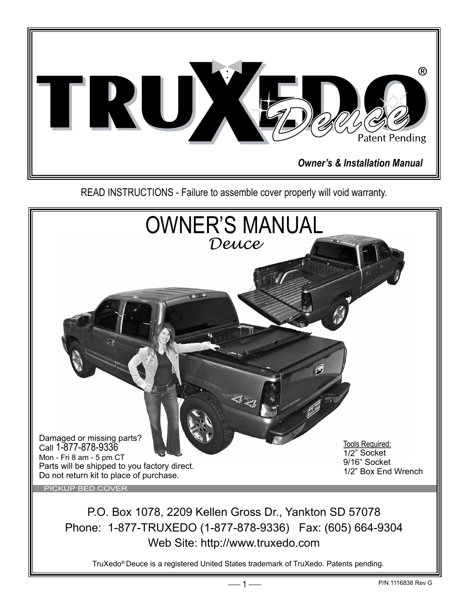 TruXedo Deuce Covers manufactured before 12/17/12 User Manual | 8 pages