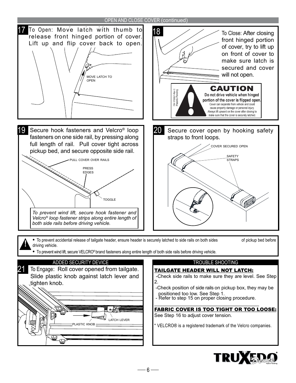 TruXedo Deuce Covers manufactured before 12/17/12 User Manual | Page 6 / 8