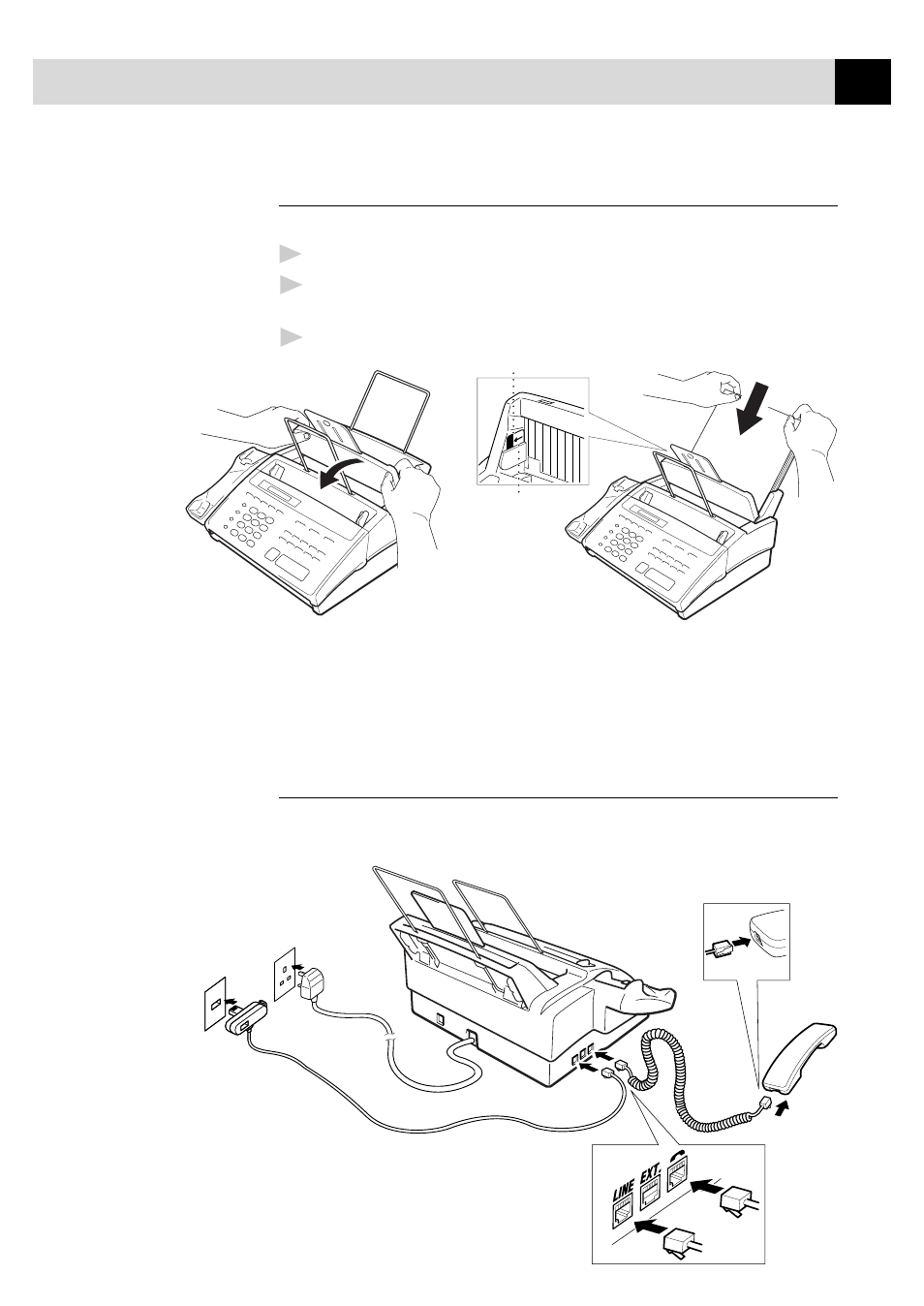 Load paper, Connect the handset | Brother FAX-940 E-mail User Manual | Page 25 / 150