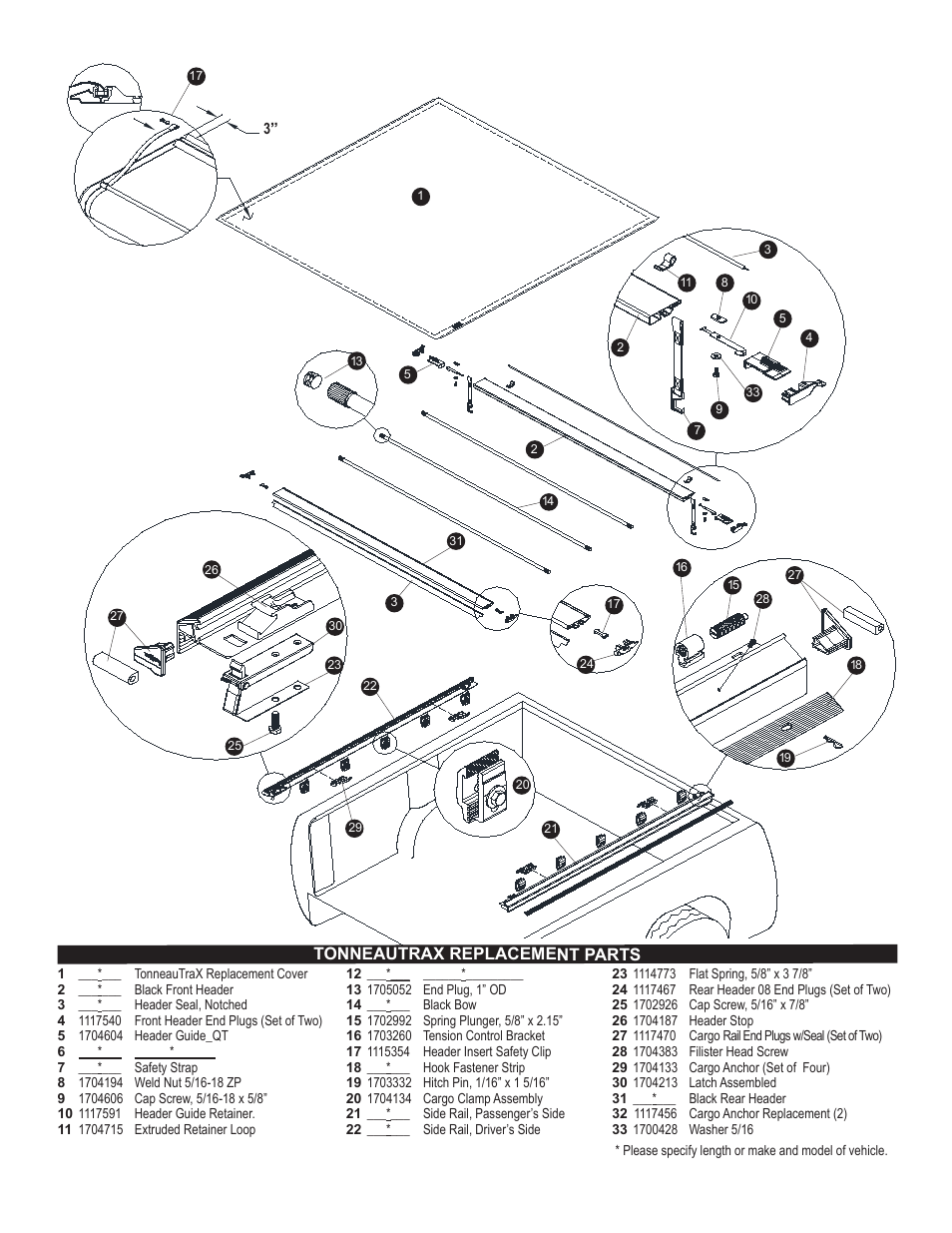 Tonneautrax replacement parts | TruXedo TonneauTraX User Manual | Page 6 / 6