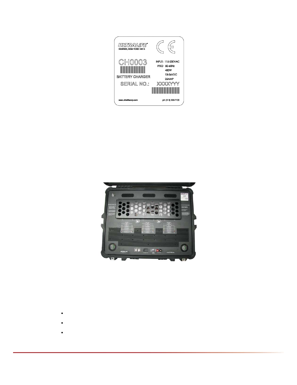 9 equipment provided, 2 physical description, 3 functional description | Charge module (6 ea.), Control/filter board, Ac to dc power supply | Ultralife CH0003 User Manual | Page 8 / 16