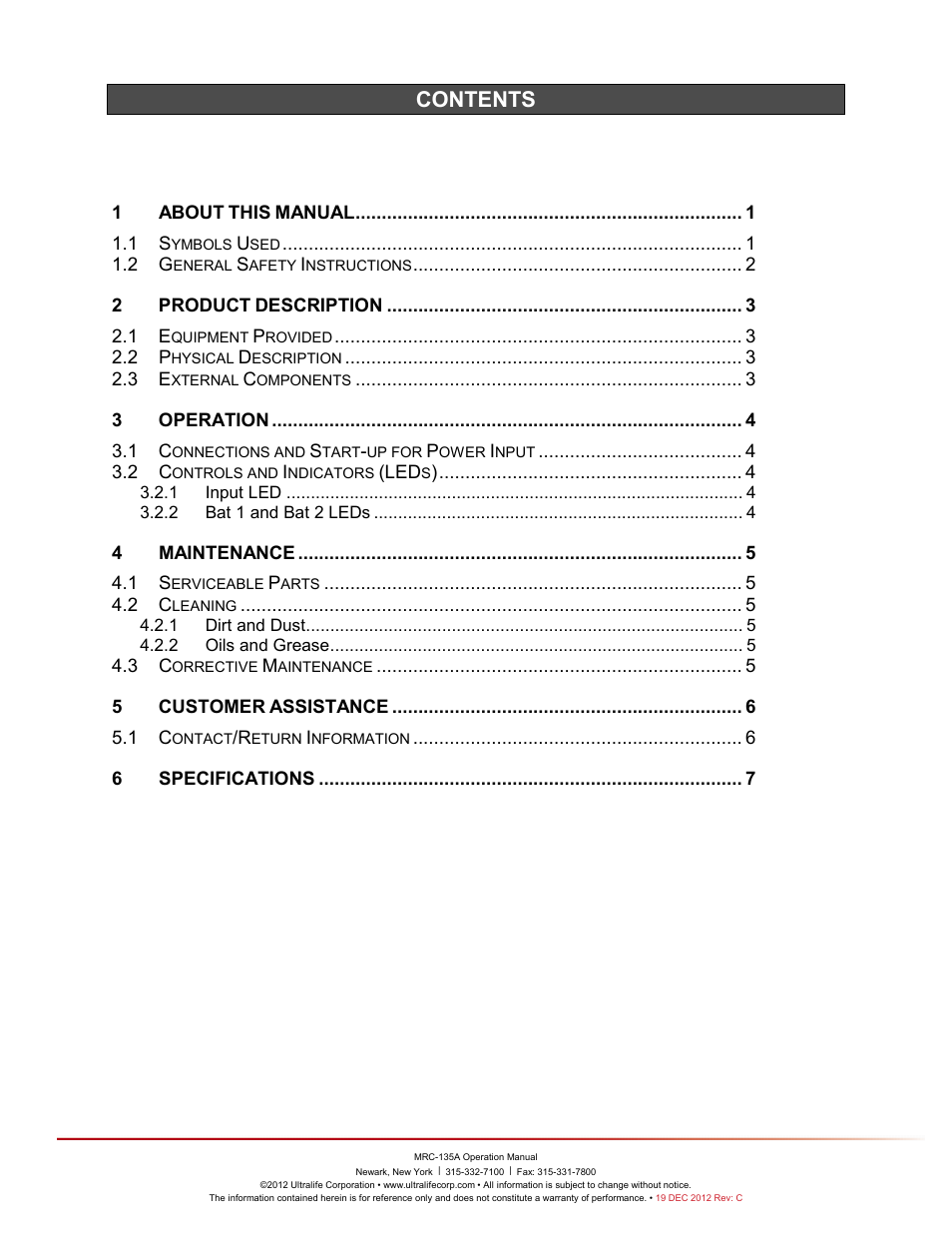 Ultralife MRC-135A User Manual | Page 3 / 10