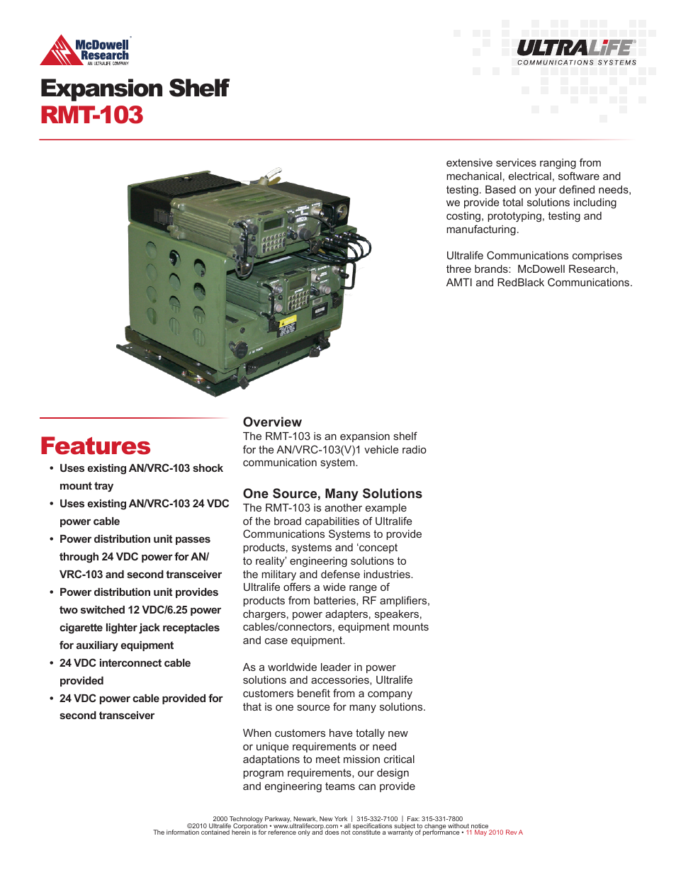 Ultralife RMT-103 User Manual | 2 pages