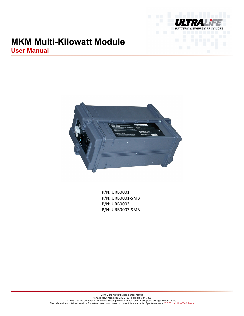 Ultralife URB0003 User Manual | 11 pages