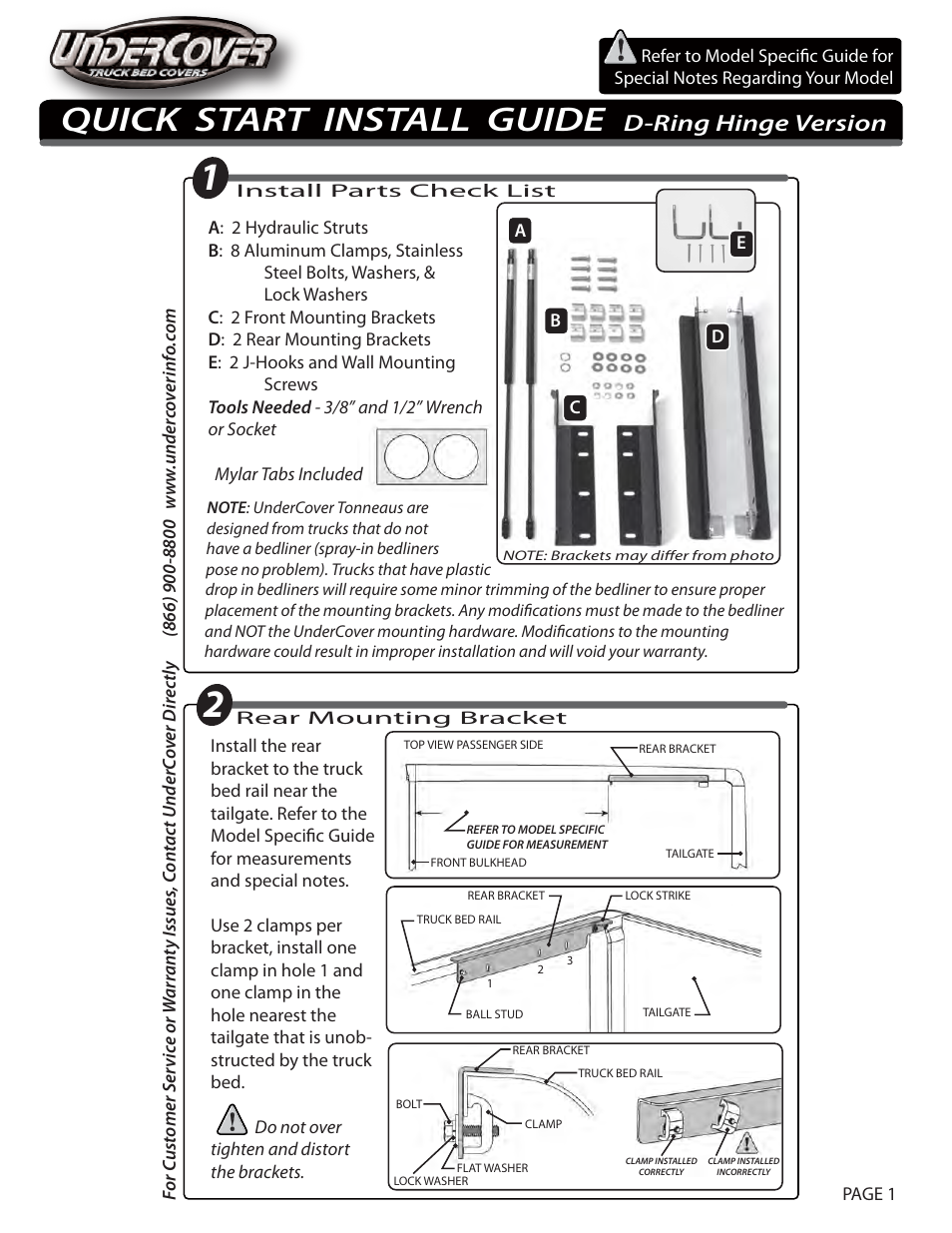 Undercover D-Ring Hinge Version User Manual | 4 pages
