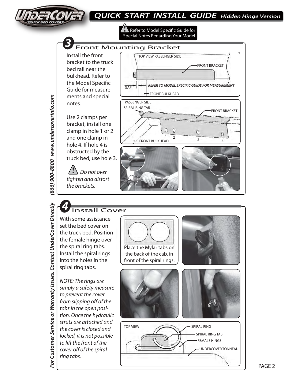 Quick start install guide | Undercover D-Ring Hinge Version User Manual | Page 2 / 4
