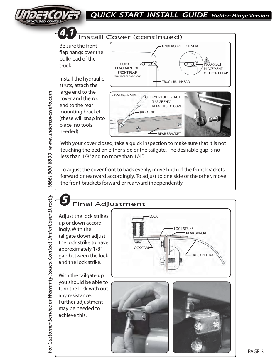 Quick start install guide | Undercover D-Ring Hinge Version User Manual | Page 3 / 4