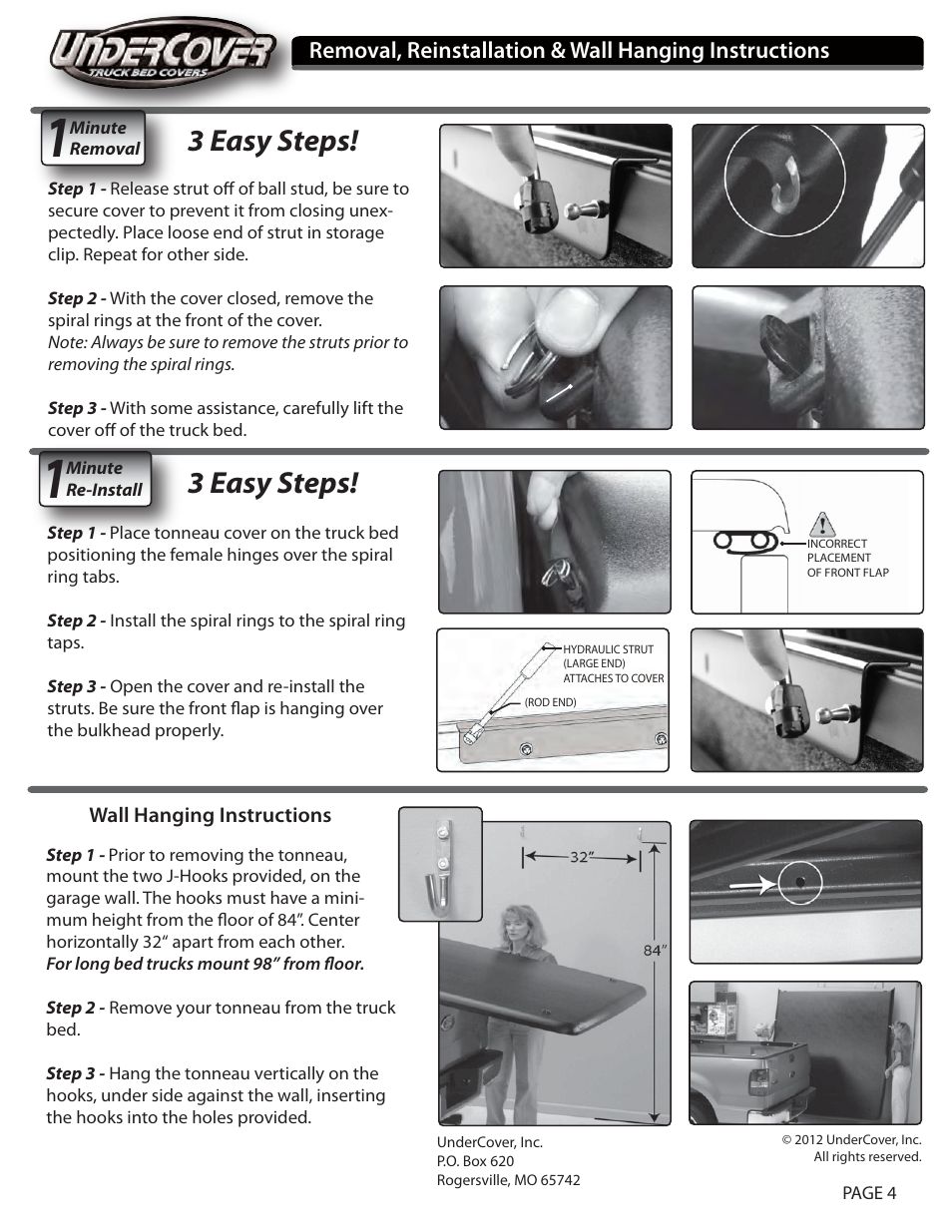 3 easy steps | Undercover D-Ring Hinge Version User Manual | Page 4 / 4
