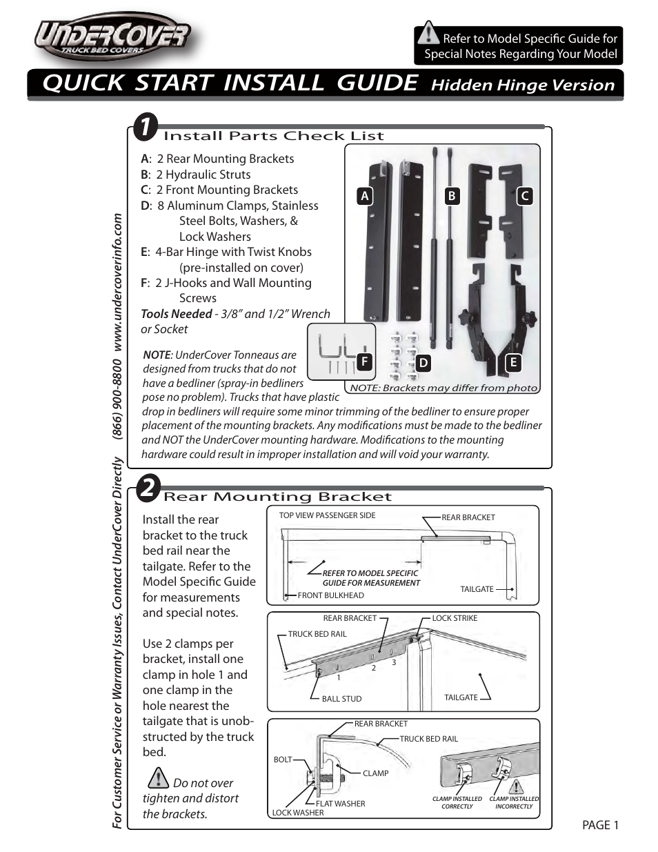 Undercover Hidden Hinge Version User Manual | 4 pages