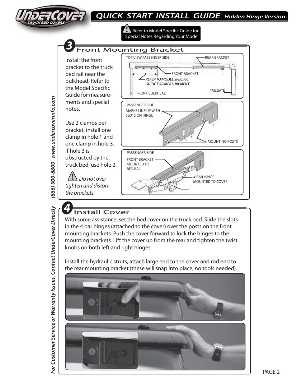 Quick start install guide | Undercover Hidden Hinge Version User Manual | Page 2 / 4