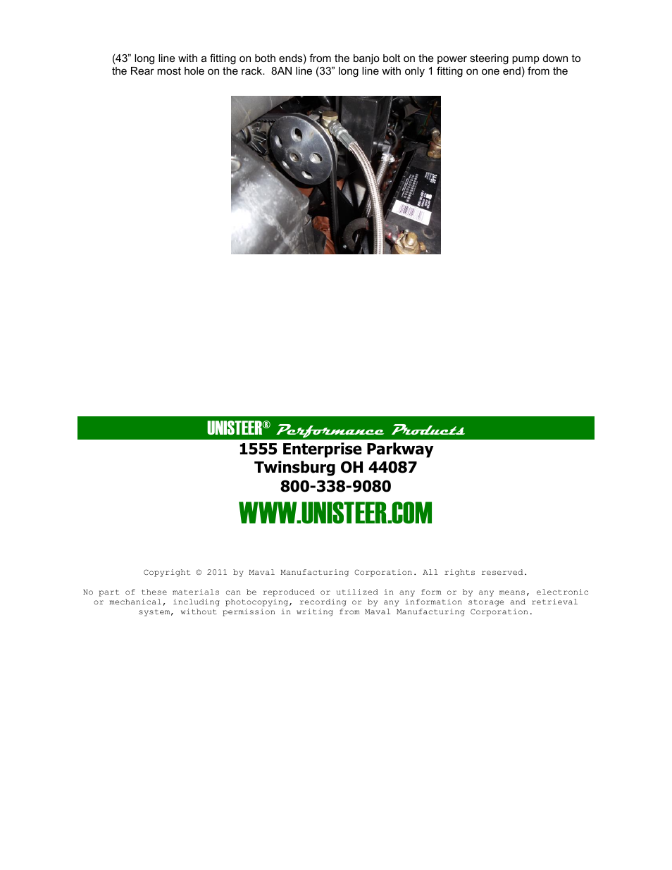 Unisteer, Performance products | Unisteer 8011660 Ford Full-Size Rack & Pinion Kit 1949-1951 User Manual | Page 11 / 11