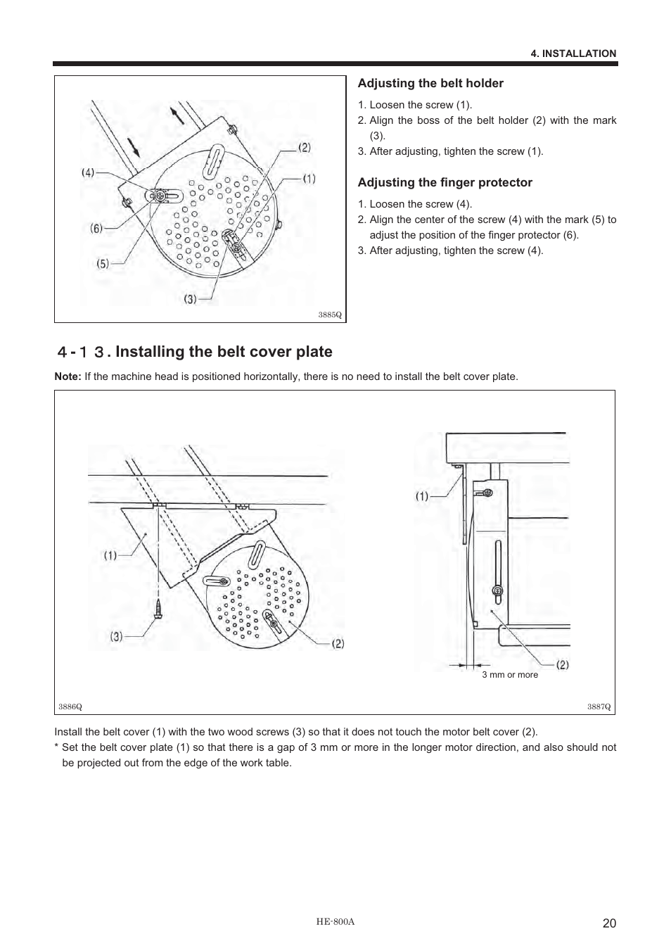 ዐ - ውዏ . installing the belt cover plate | Brother HE-800A User Manual | Page 28 / 118