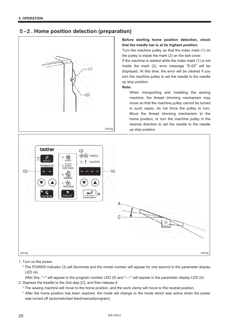 ዑ - ዎ . home position detection (preparation) | Brother HE-800A User Manual | Page 37 / 118