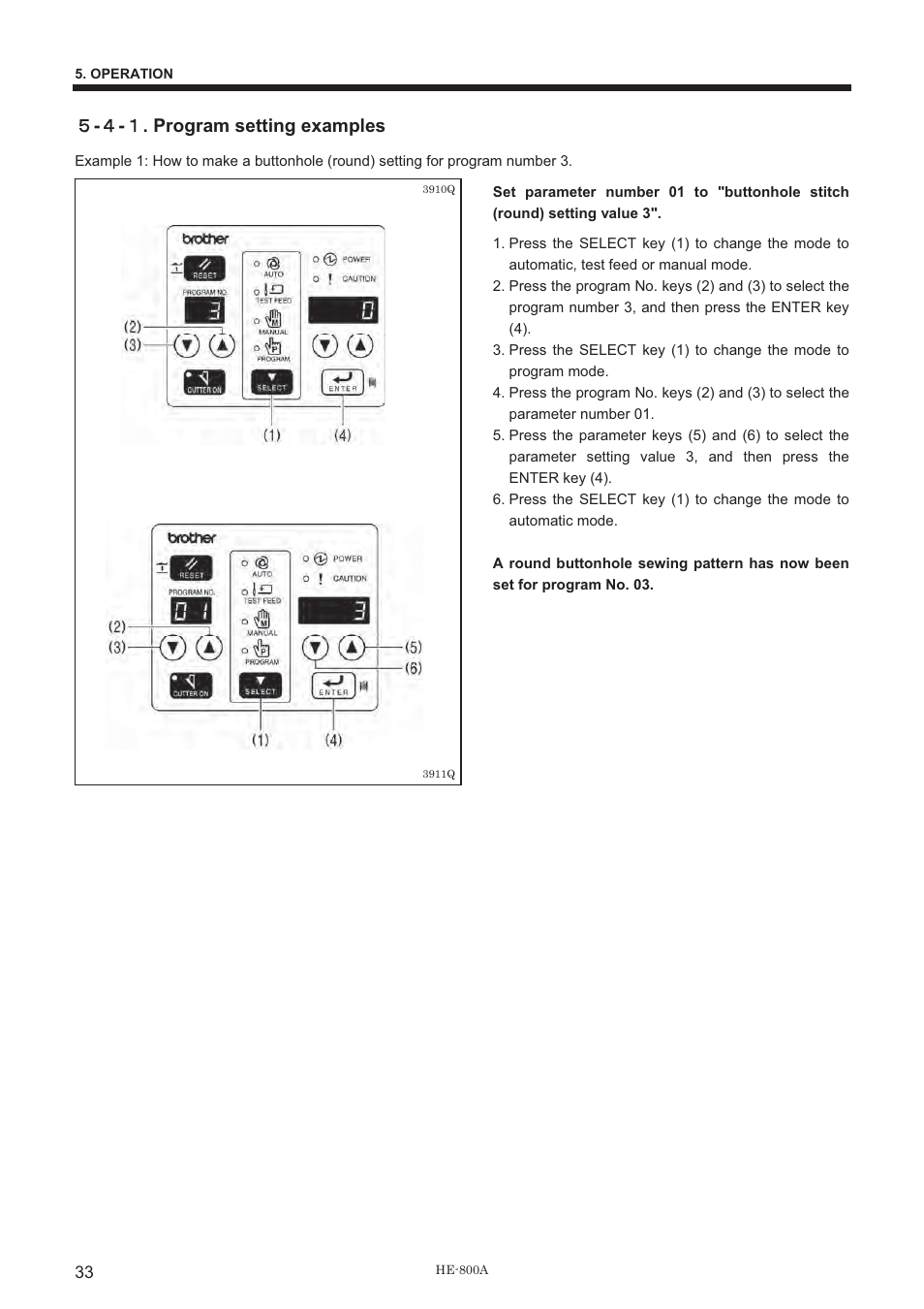 ዑ - ዐ - ው . program setting examples | Brother HE-800A User Manual | Page 41 / 118