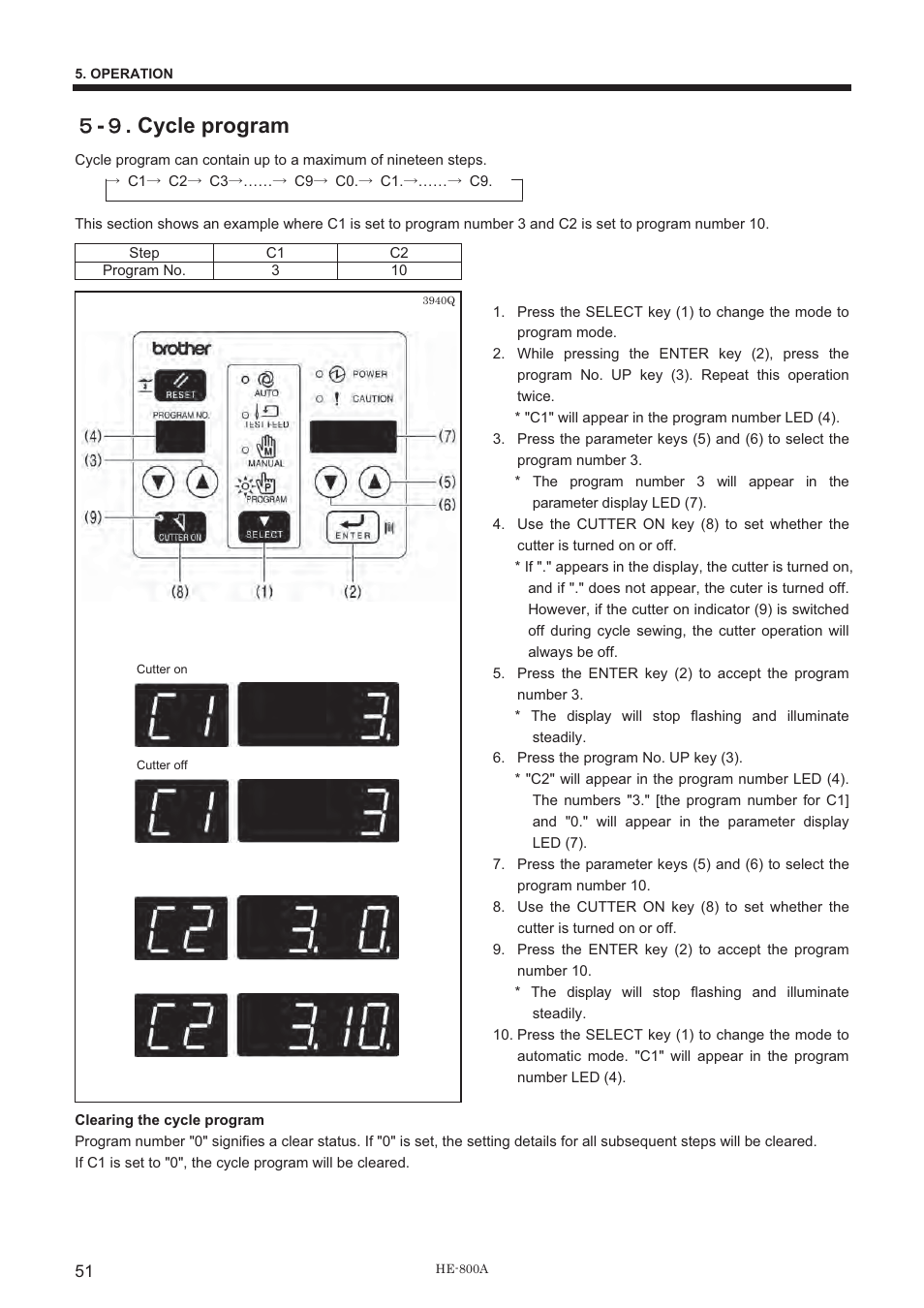 ዑ - ዕ . cycle program | Brother HE-800A User Manual | Page 59 / 118