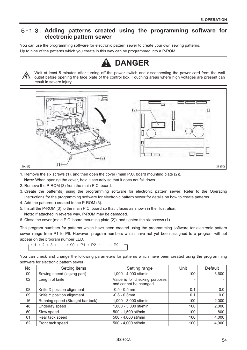 Danger | Brother HE-800A User Manual | Page 62 / 118