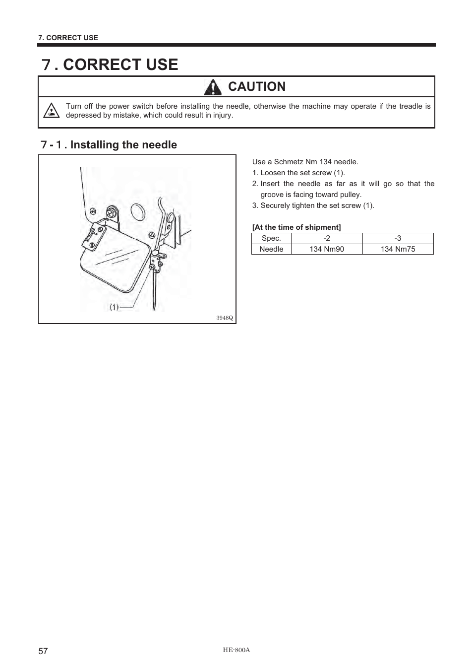 ዓ . correct use, Caution, ዓ - ው . installing the needle | Brother HE-800A User Manual | Page 65 / 118
