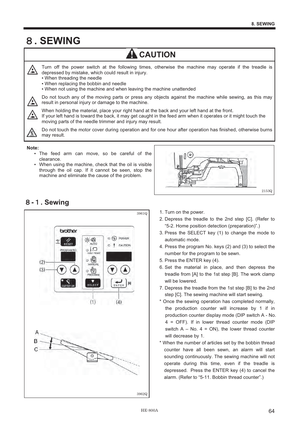 ዔ . sewing, Caution, ዔ - ው . sewing | Brother HE-800A User Manual | Page 72 / 118