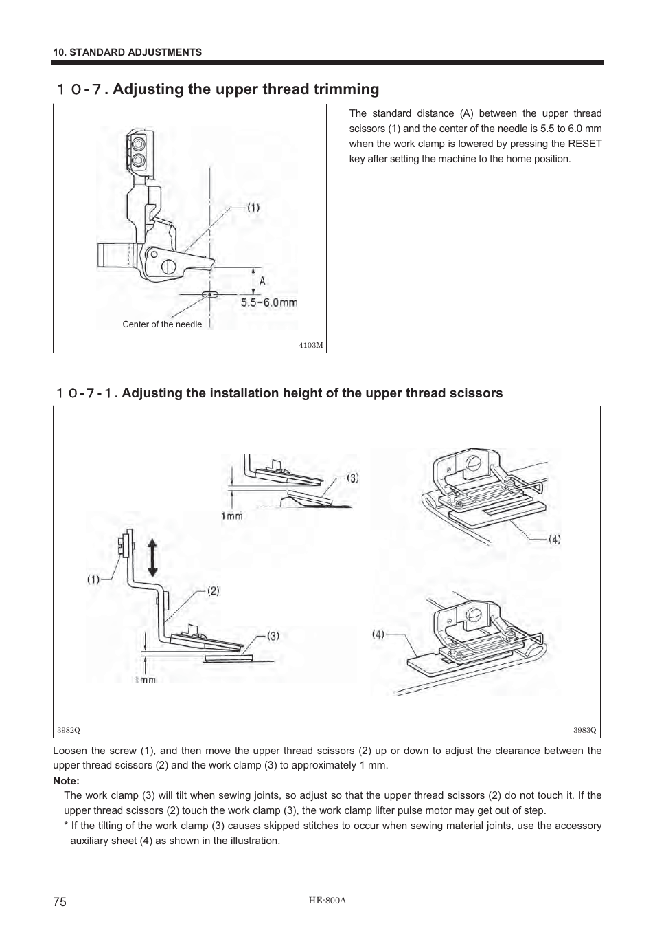 ውዌ - ዓ . adjusting the upper thread trimming | Brother HE-800A User Manual | Page 83 / 118