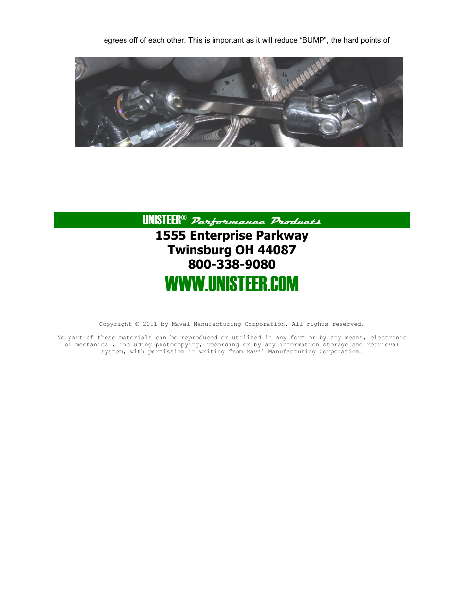 Unisteer, Performance products | Unisteer 8052110 Corvette Shaft Kit 1963-1967 User Manual | Page 6 / 6