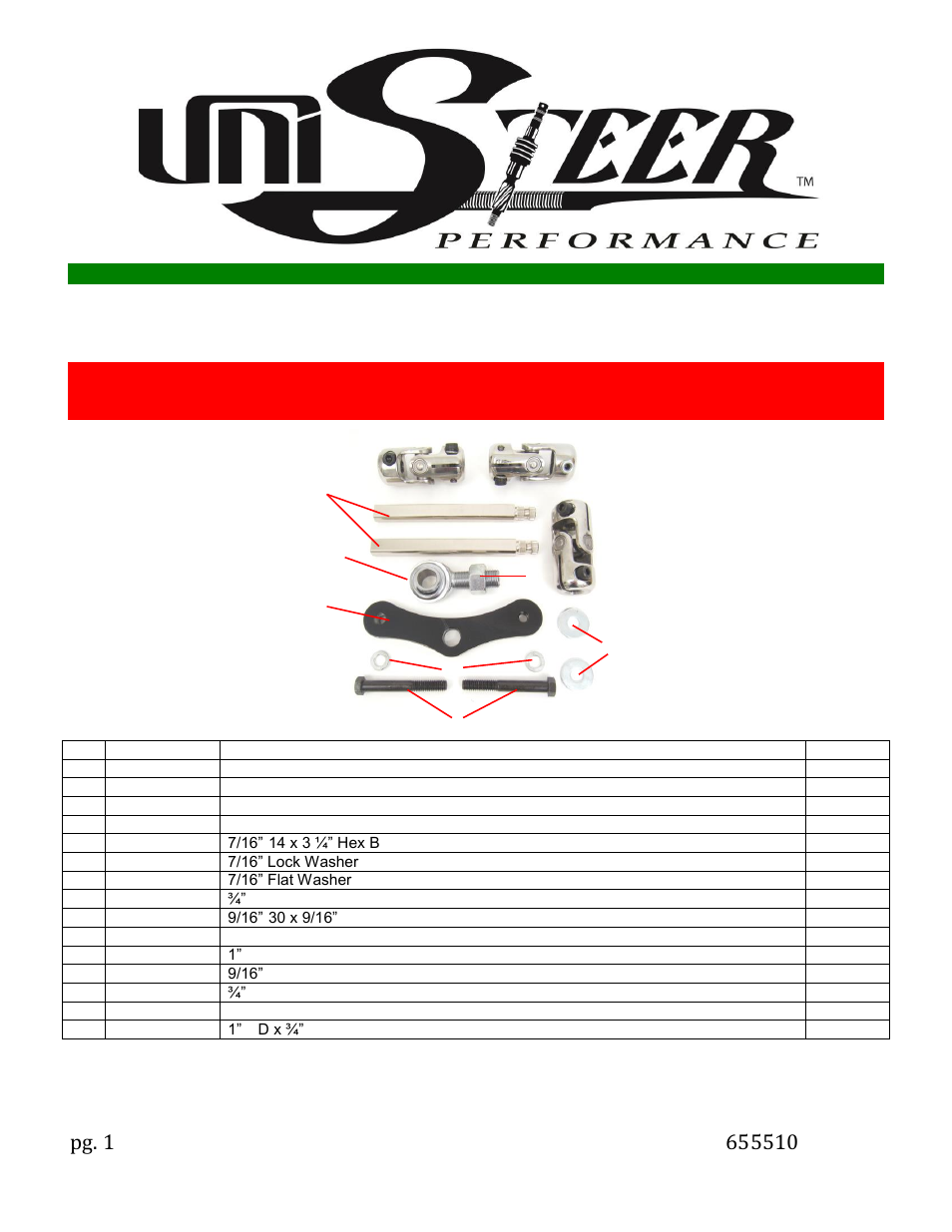 Unisteer 8051660 Camaro Steering Shaft User Manual | 2 pages