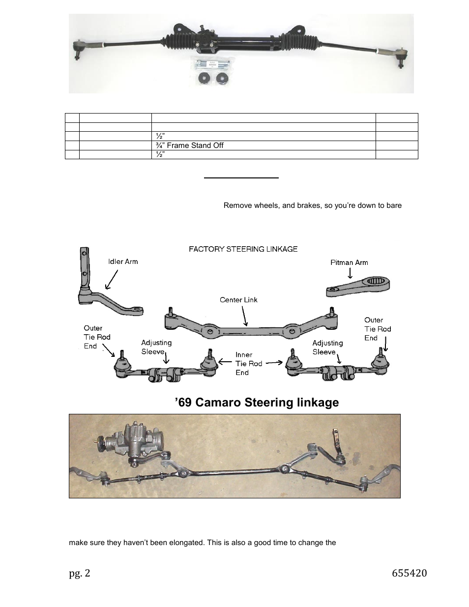 Disassembly | Unisteer 8000770-02 Camaro 1967-69/Nova 1968-74 User Manual | Page 2 / 5