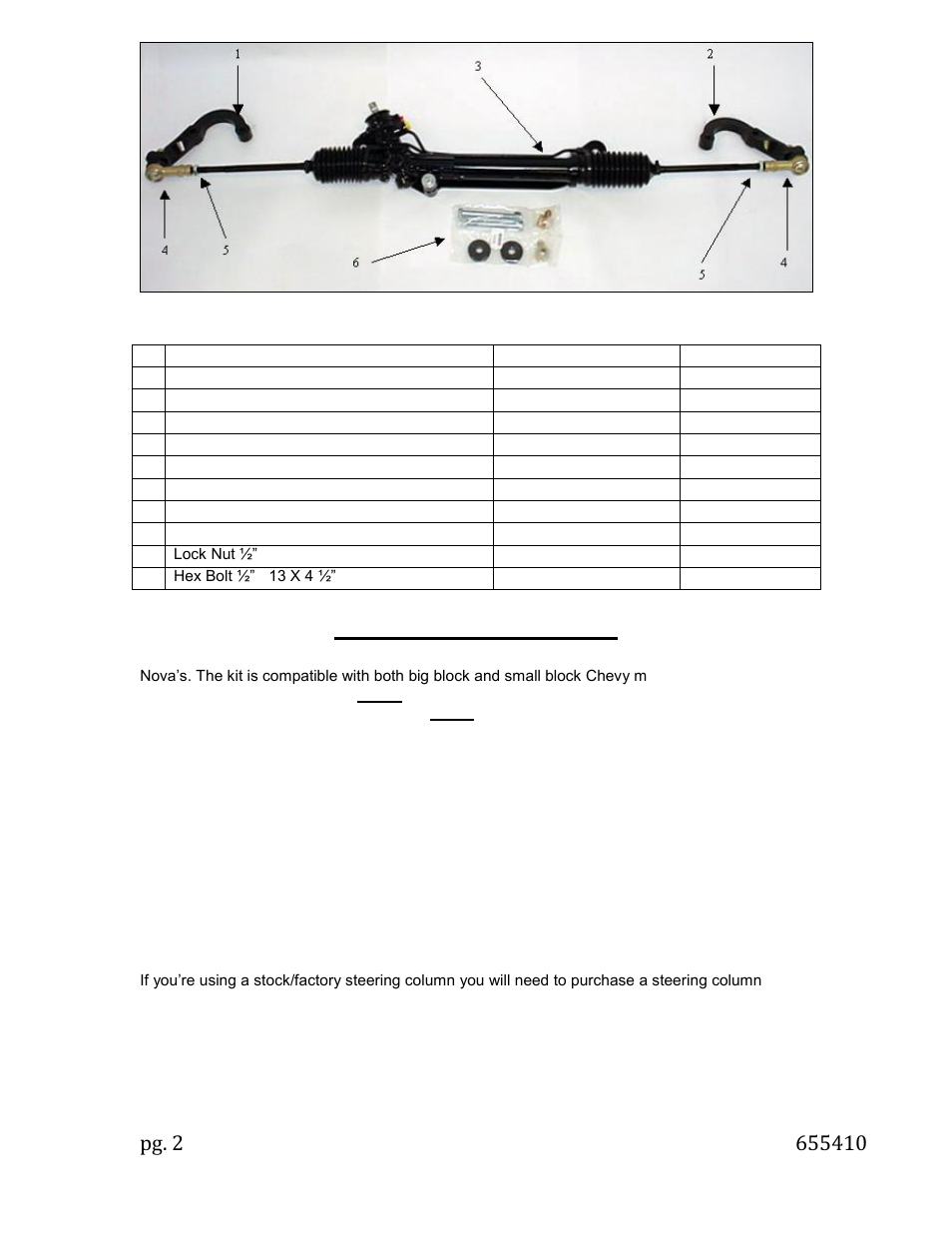 Applications/provisions | Unisteer 8010540-02 Camaro 1967-69/Nova 1968-74 Power Rack & Pinion User Manual | Page 2 / 7