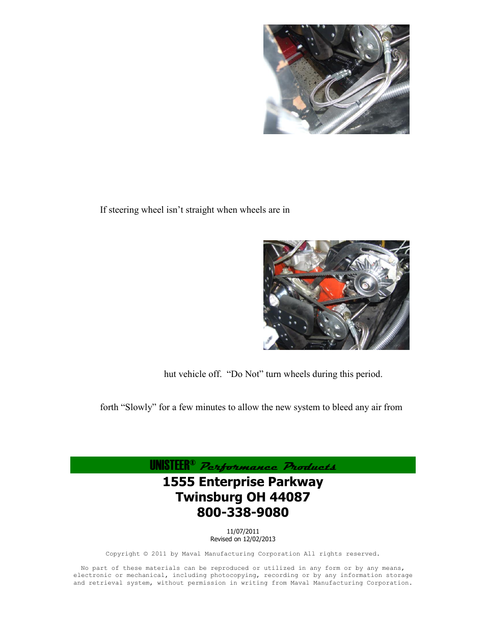 Unisteer, Performance products | Unisteer 8011900-01 Chevrolet C10 Power Rack & Pinion Kit 1960-72 User Manual | Page 9 / 9