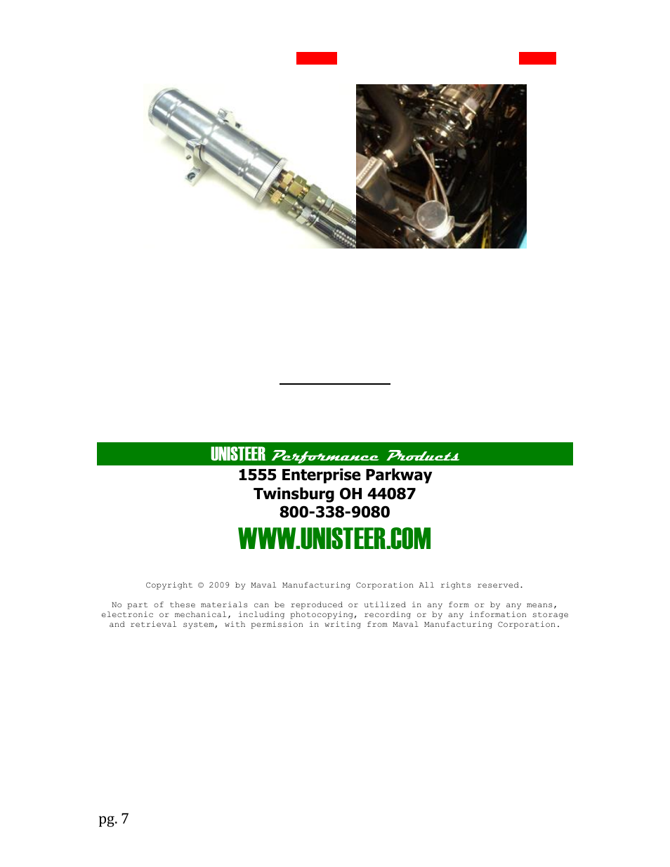 Unisteer, Performance products, Pg. 7 | Unisteer 8010780-02 Chevelle Power Rack & Pinion Kit 1964-67 User Manual | Page 7 / 7