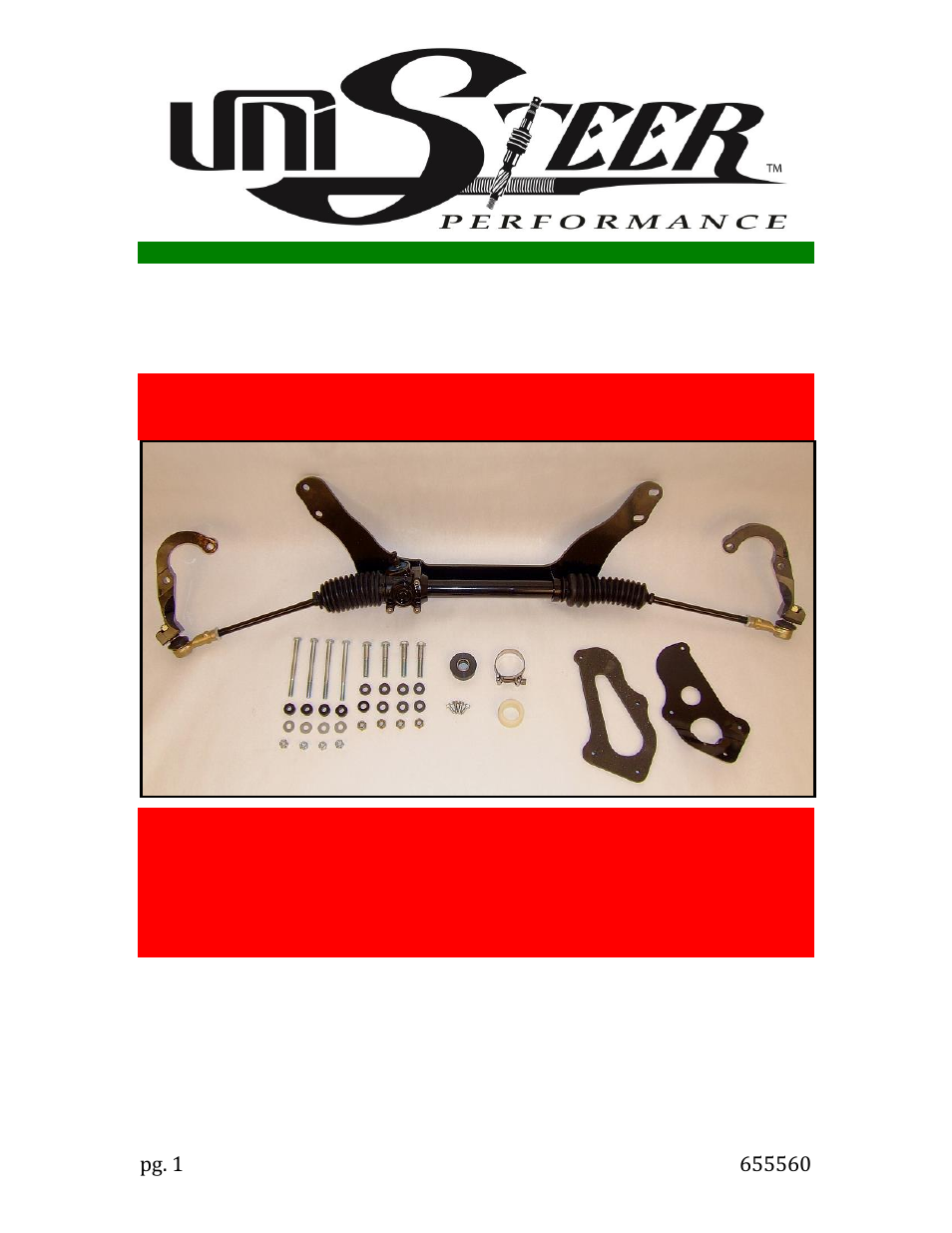 Unisteer 8000930-02 Chevy II Manual Rack & Pinion Kit 1962-67 User Manual | 6 pages