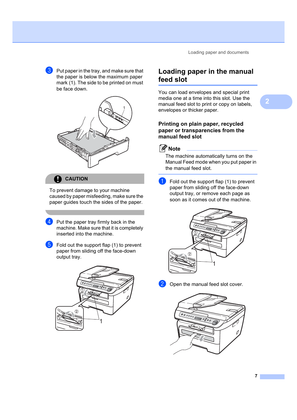 Loading paper in the manual feed slot | Brother DCP-7045N User Manual | Page 15 / 107