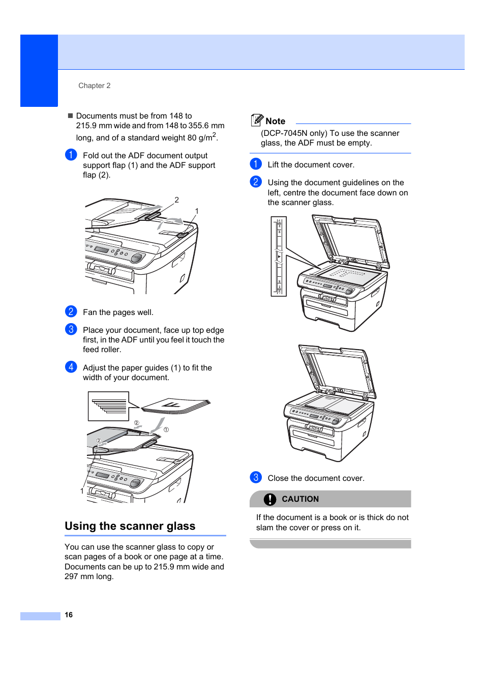 Using the scanner glass | Brother DCP-7045N User Manual | Page 24 / 107