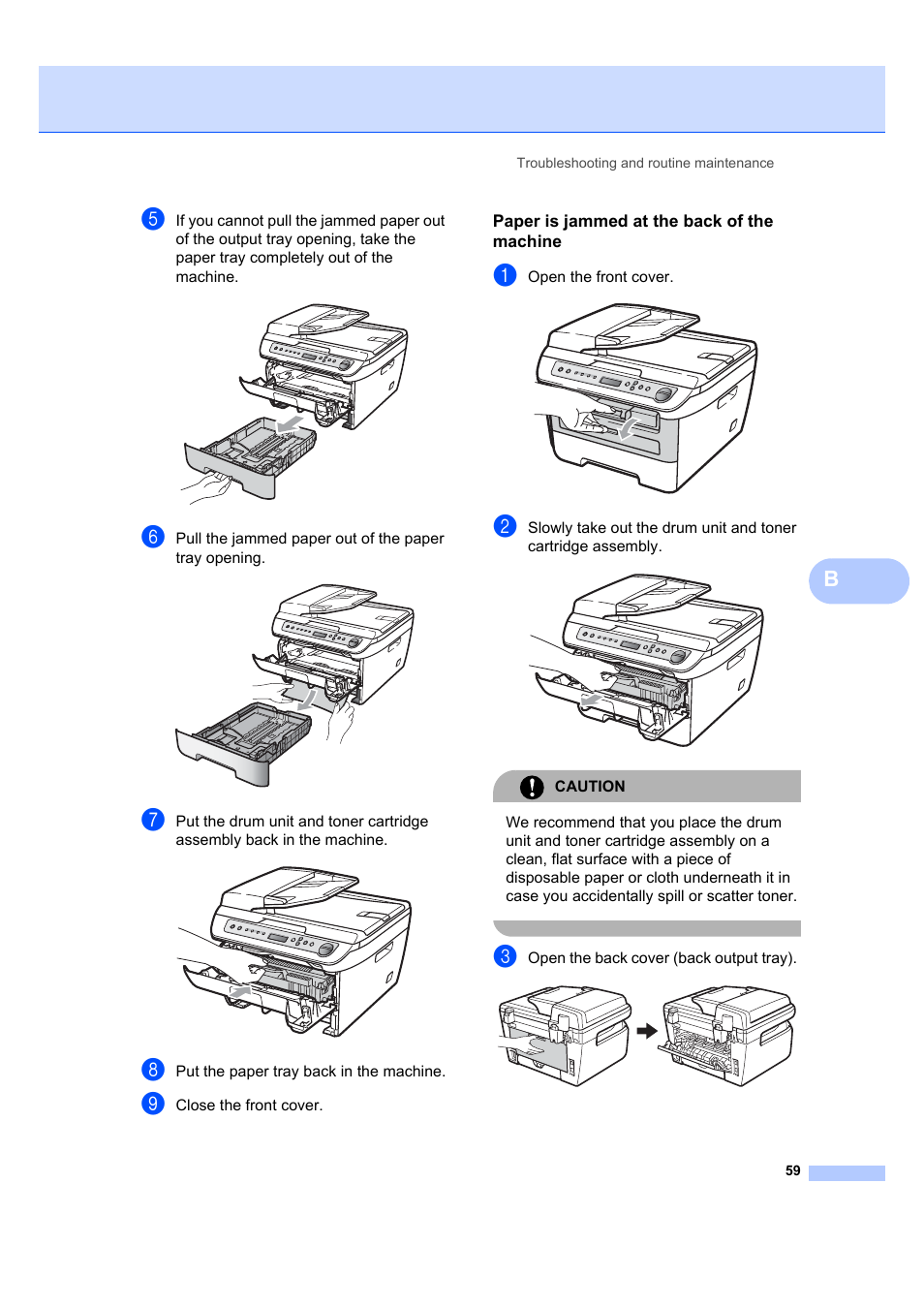 Paper is jammed at the back of the machine | Brother DCP-7045N User Manual | Page 67 / 107
