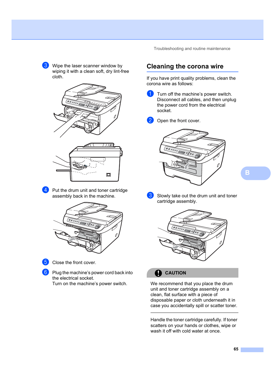 Cleaning the corona wire | Brother DCP-7045N User Manual | Page 73 / 107