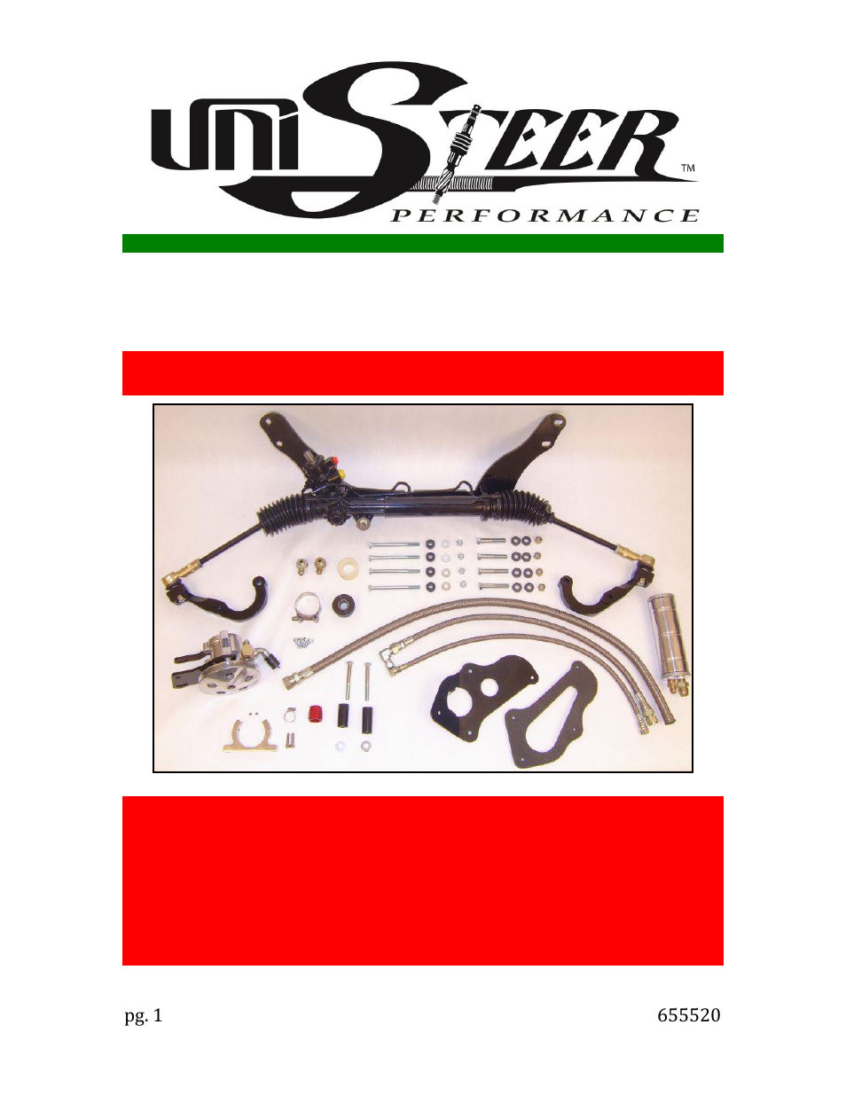 Unisteer 8010650-02 Chevy II/Nova Power Rack & Pinion Kit 1962-67 User Manual | 9 pages