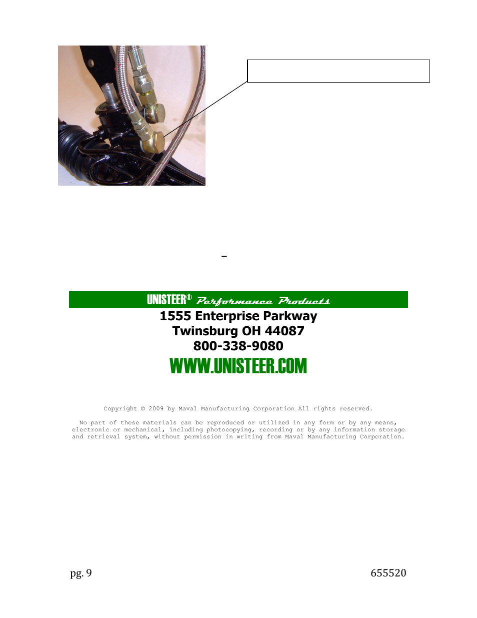 Unisteer, Lower port is the pressure port, Performance products | Unisteer 8010650-02 Chevy II/Nova Power Rack & Pinion Kit 1962-67 User Manual | Page 9 / 9