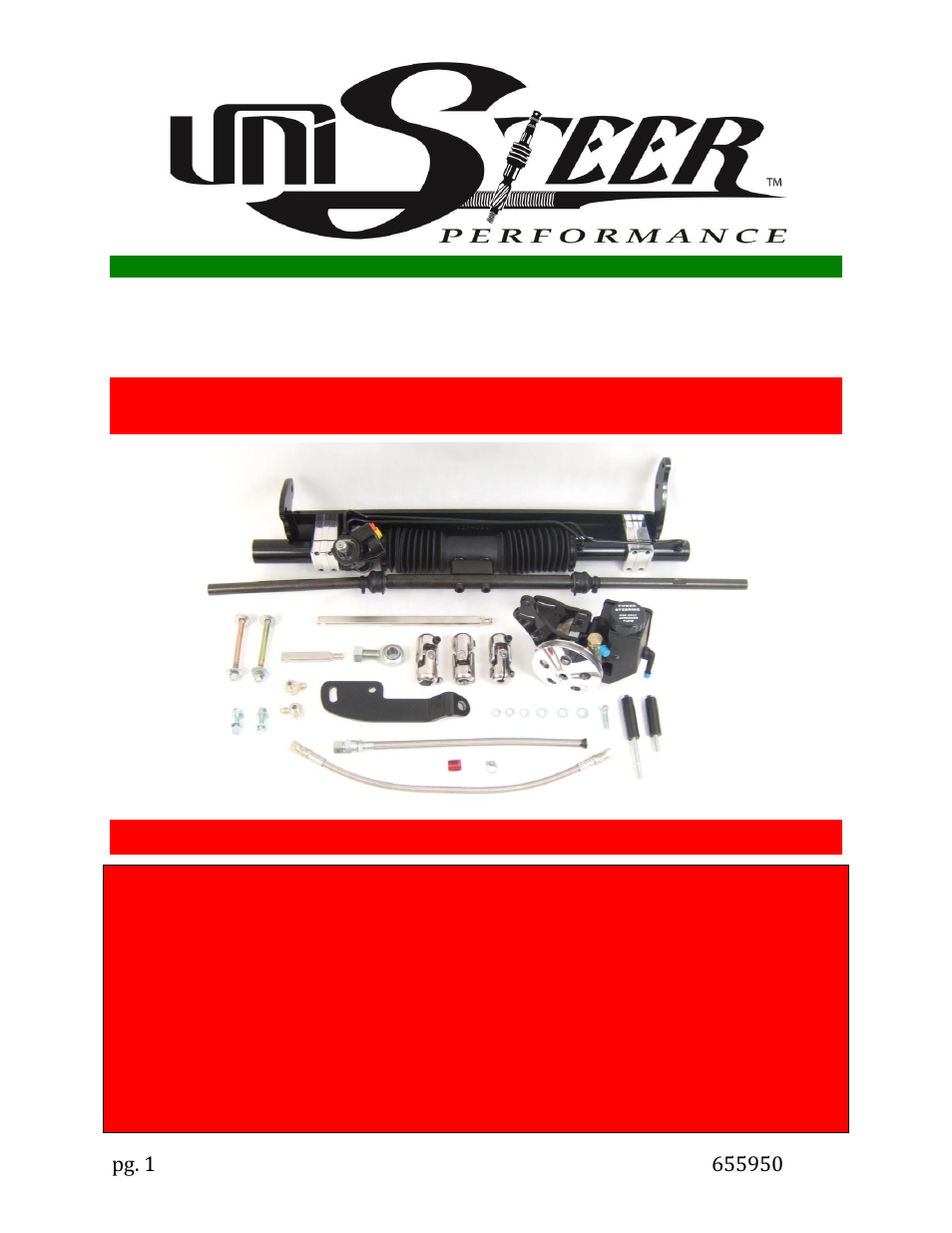 Unisteer 8011110-01 Firebirf/Trans Am Power Rack & Pinion 1970-81 User Manual | 8 pages